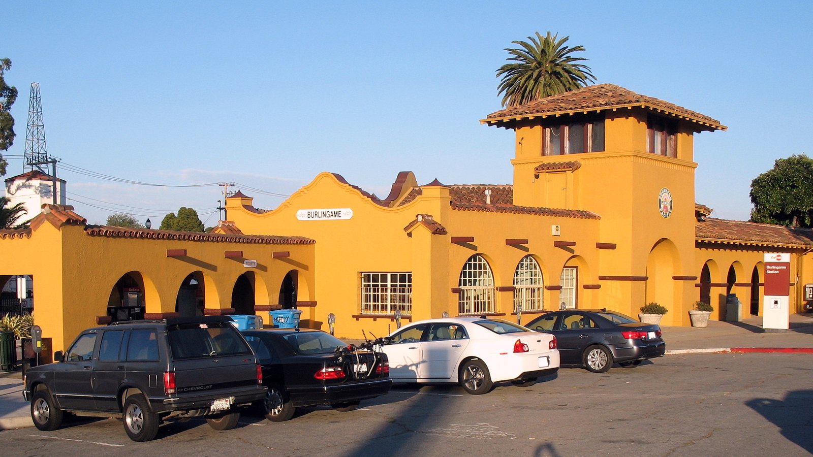 The 1894 Mission Revival Caltrain depot on Burlingame Avenue